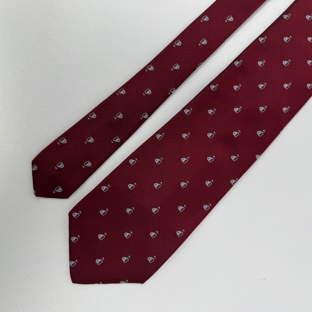 Jockey Boy Horse Derby Hampton Hall Mens Silk Tie Burgundy Red Pattern‎ Necktie